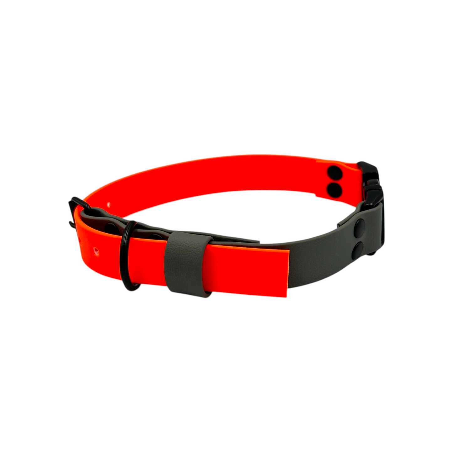 Grey & Neon Orange Waterproof Dog Collar
