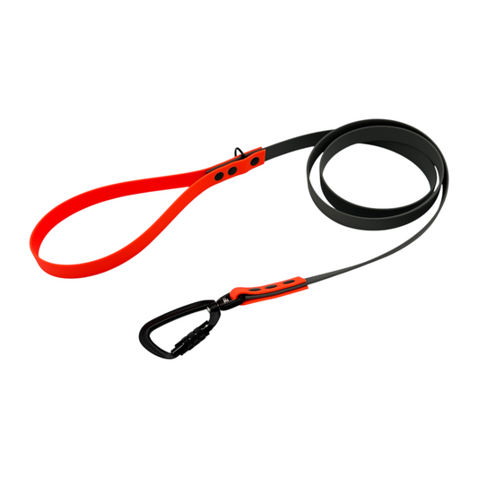Grey & Neon Orange Dog Lead with Carabiner